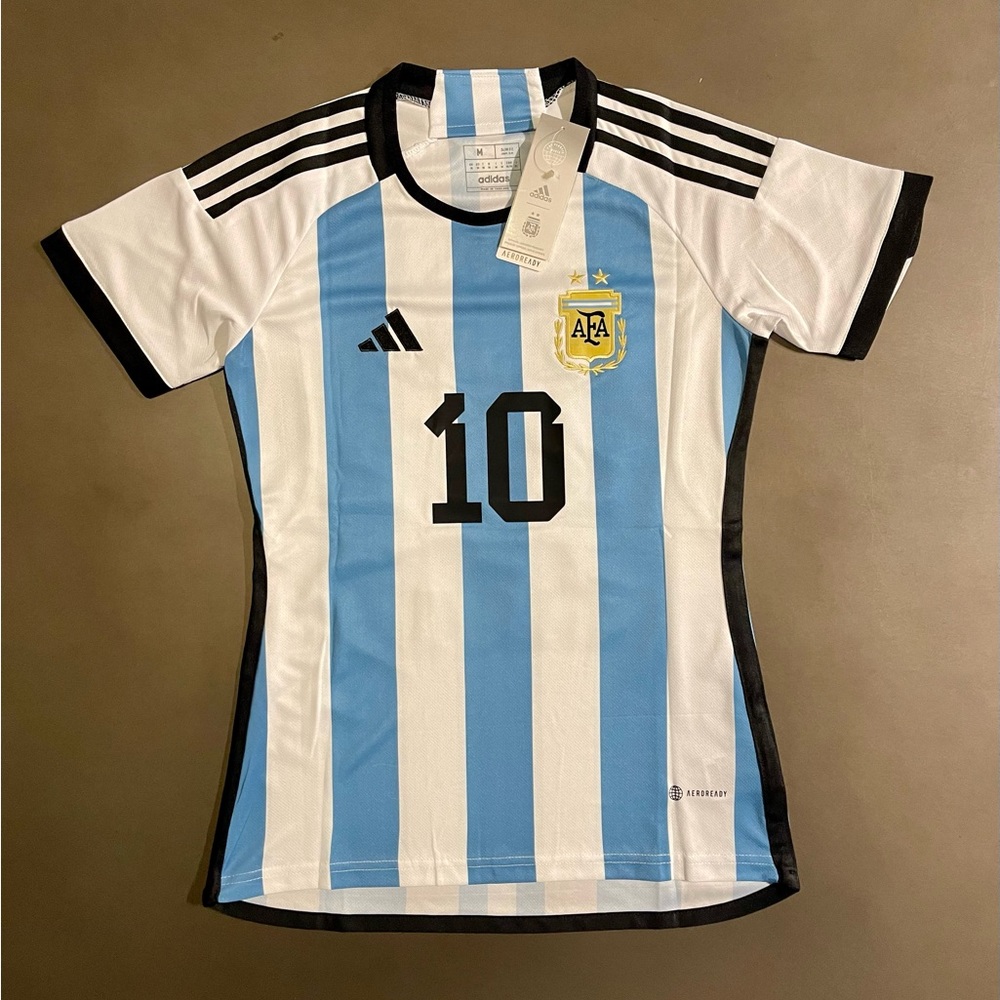 Women Argentina Home Messi #10 Soccer Jersey National Team World Cup NWT